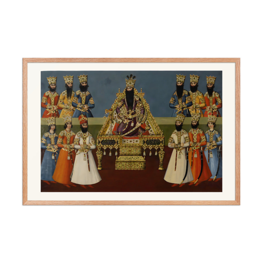 Fath-Ali Shah Enthroned with His Sons | Restored Qajar Painting — view 6