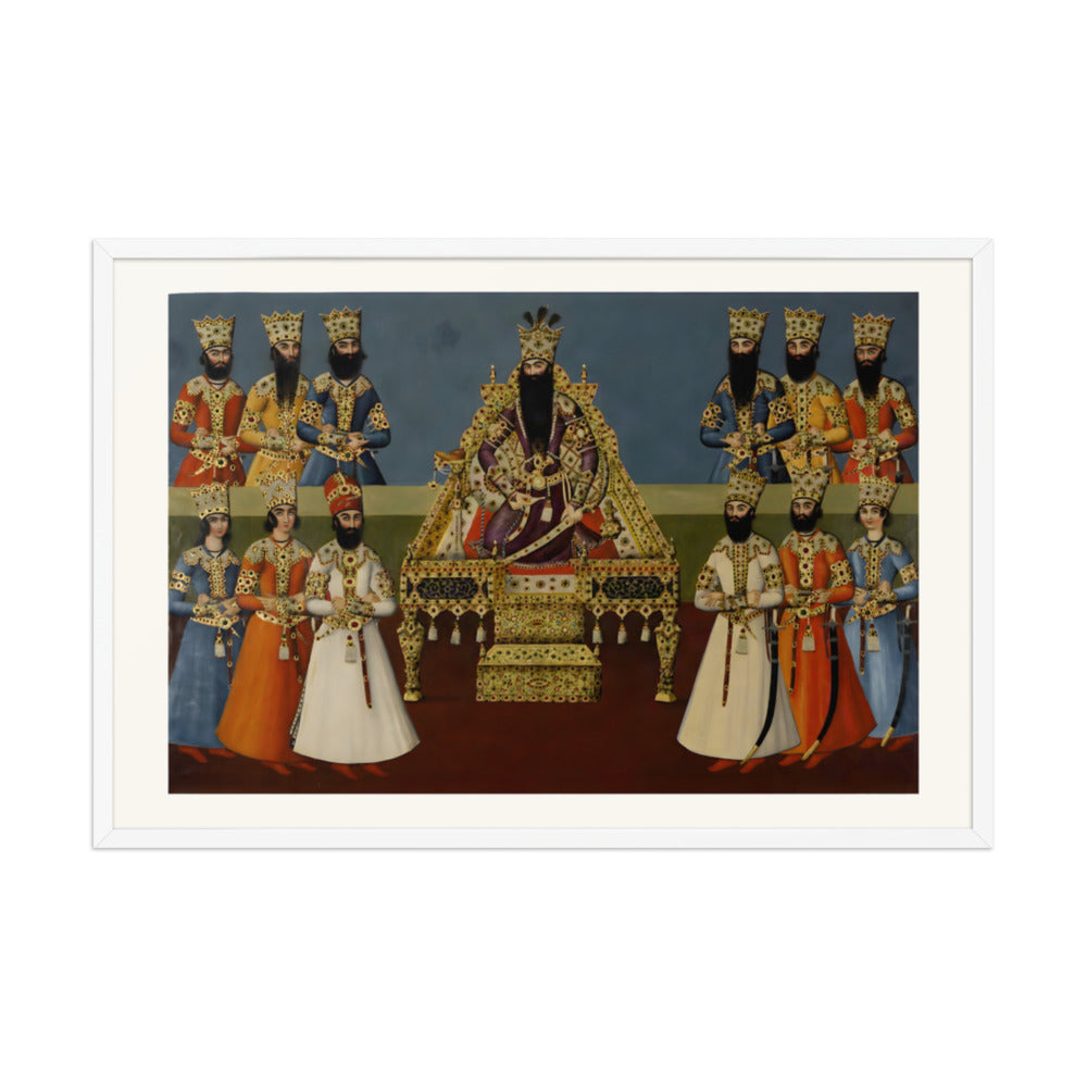 Fath-Ali Shah Enthroned with His Sons | Restored Qajar Painting — view 9