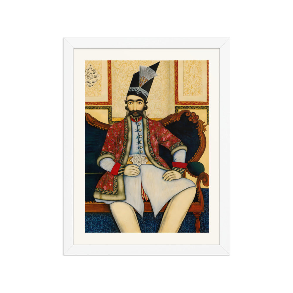 A Seated Prince in a Tall Black Cap | Restored Qajar Painting — view 7