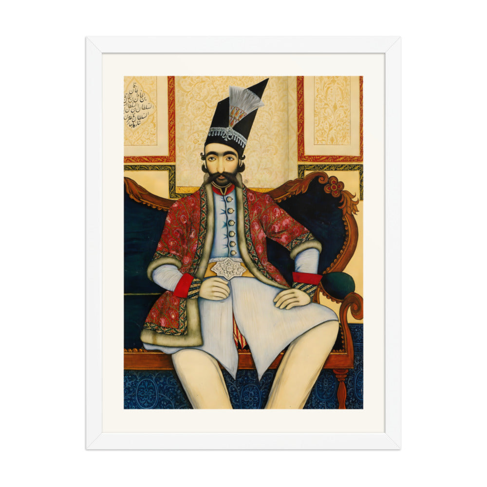 A Seated Prince in a Tall Black Cap | Restored Qajar Painting — view 8
