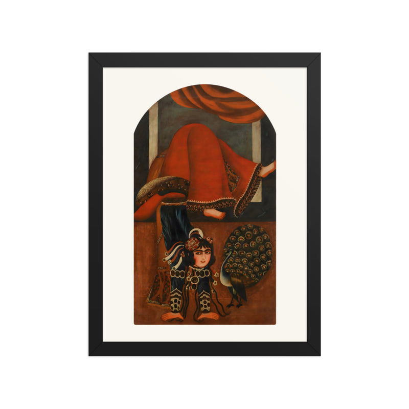 An Acrobat with a Peacock | Restored Qajar Painting