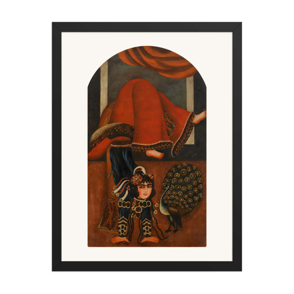 An Acrobat with a Peacock | Restored Qajar Painting — view 2