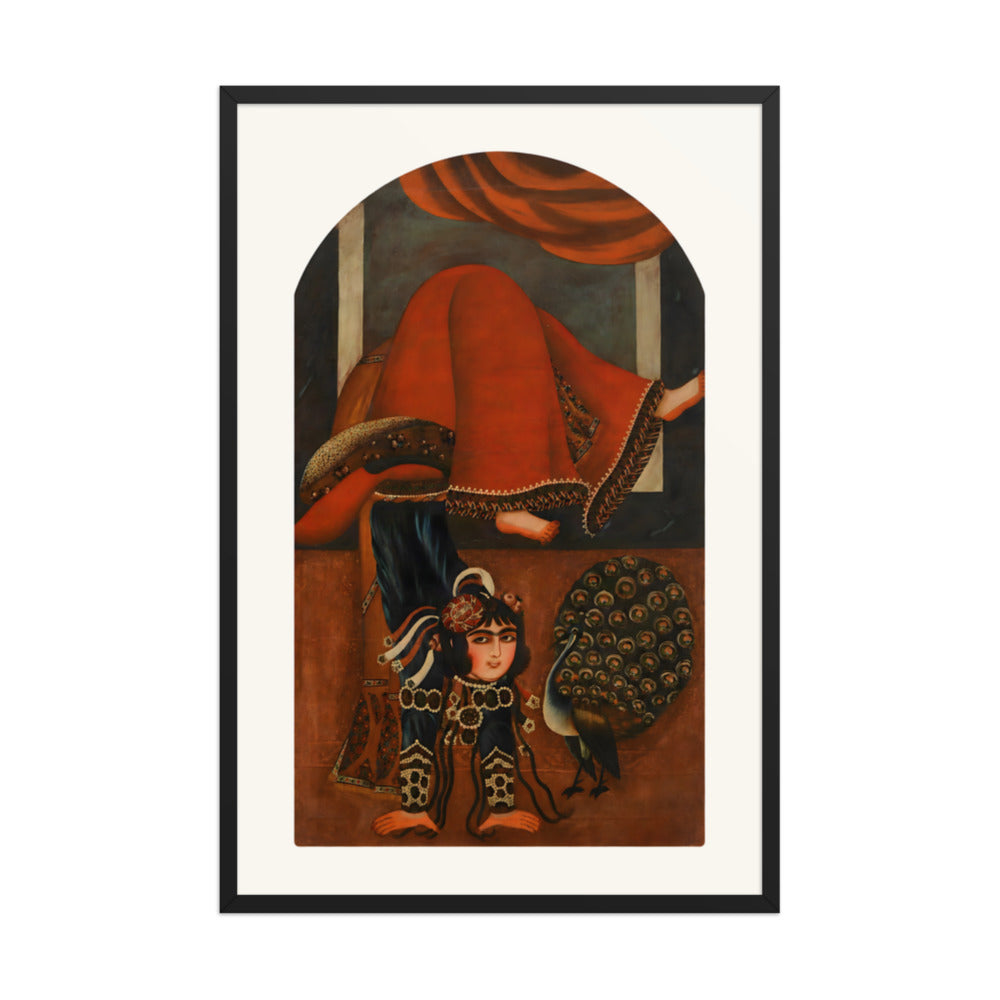 An Acrobat with a Peacock | Restored Qajar Painting — view 3