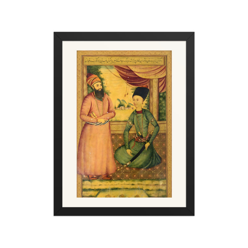 Agha Muhammad Khan with Ibrahim Khan Kalantar | Restored Qajar Painting
