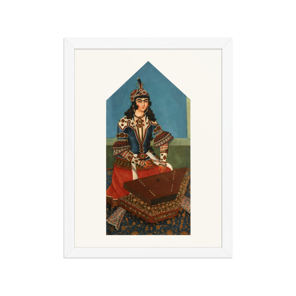 Woman Playing a Santur | Restored Qajar Painting — view 7