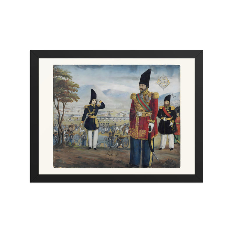 Ardeshir Mirza Reviews His Troops | Restored Qajar Painting