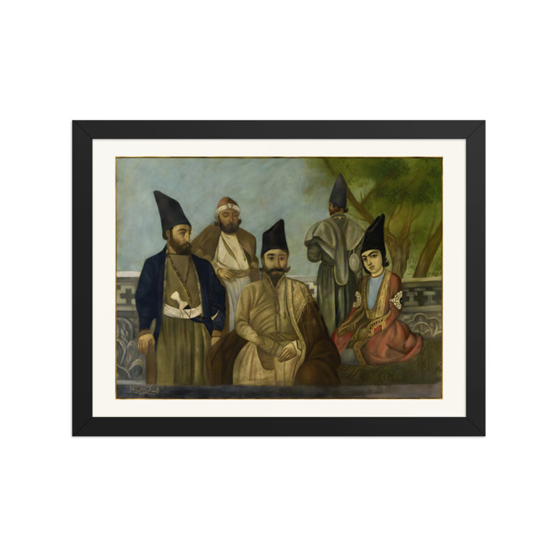 A Qajar Nobleman with His Kinsmen | Restored Qajar Painting
