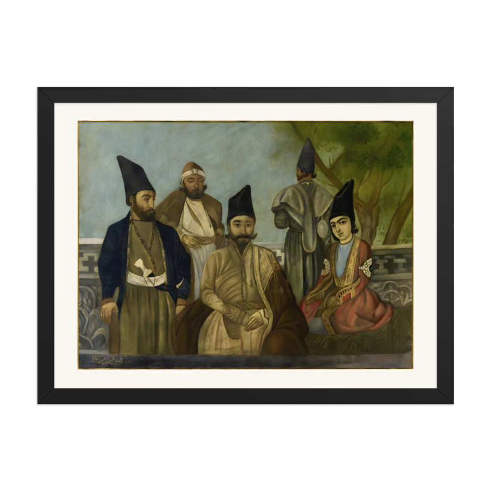 A Qajar Nobleman with His Kinsmen | Restored Qajar Painting — view 2