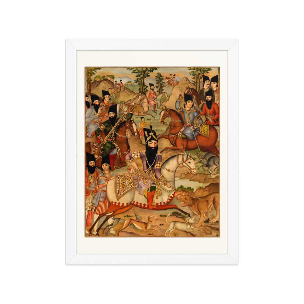 Fath-Ali Shah Hunting — a Painted Lacquer Panel | Restored Qajar Painting — view 7