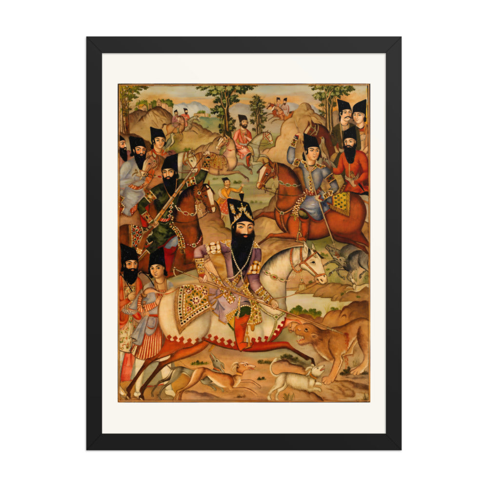 Fath-Ali Shah Hunting — a Painted Lacquer Panel | Restored Qajar Painting — view 2