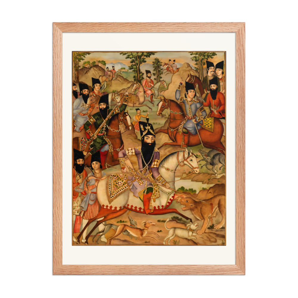 Fath-Ali Shah Hunting — a Painted Lacquer Panel | Restored Qajar Painting — view 5
