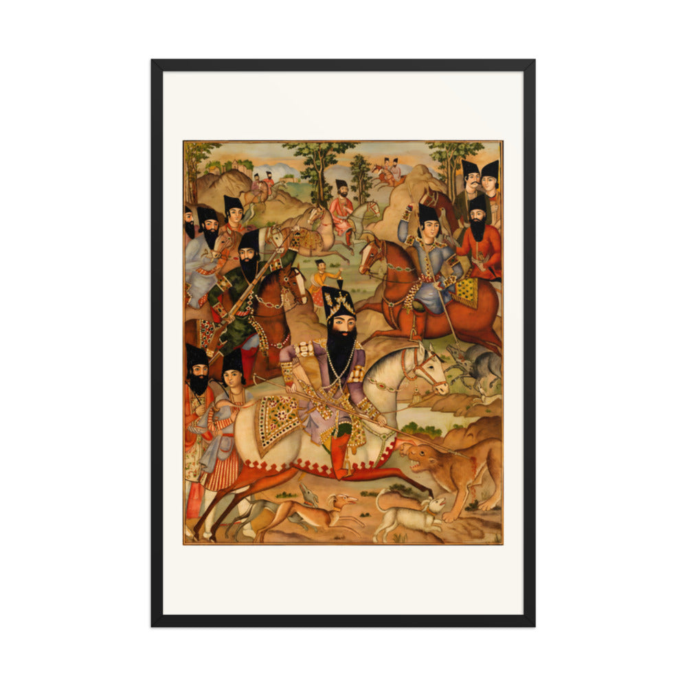 Fath-Ali Shah Hunting — a Painted Lacquer Panel | Restored Qajar Painting — view 3