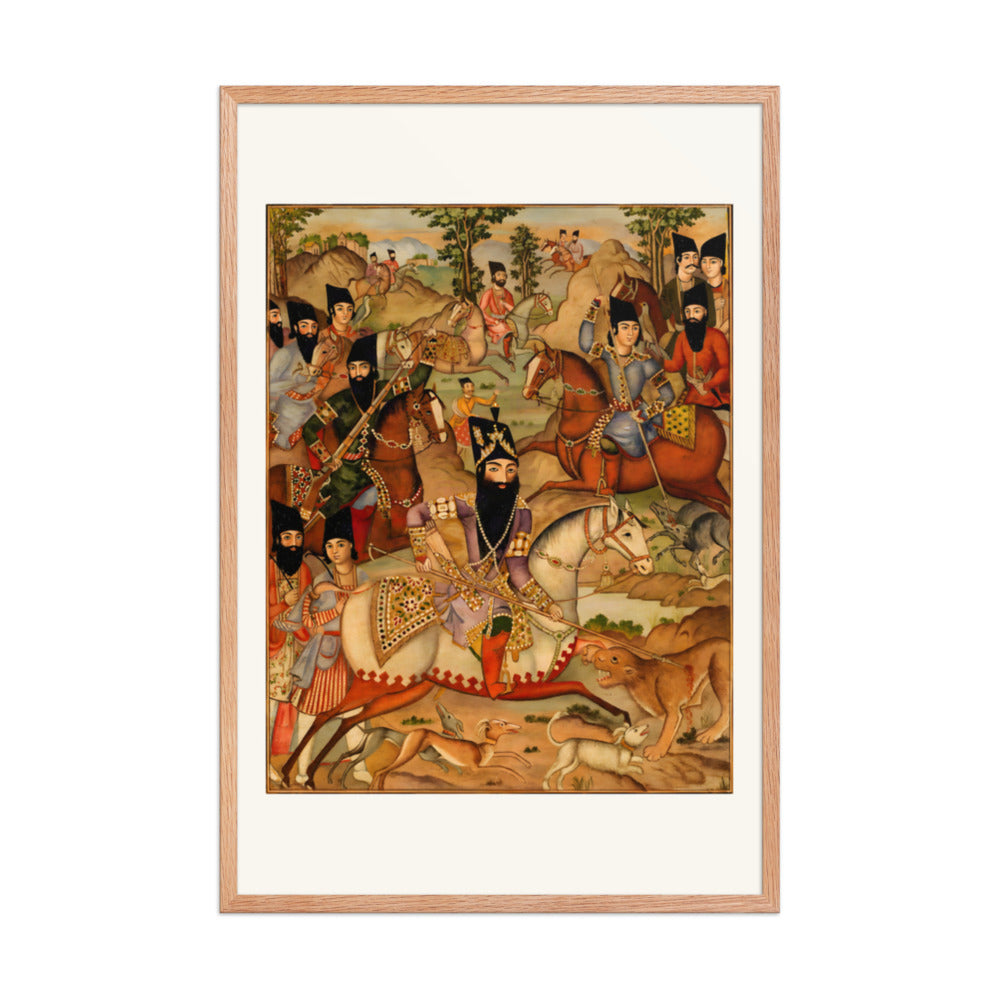 Fath-Ali Shah Hunting — a Painted Lacquer Panel | Restored Qajar Painting — view 6