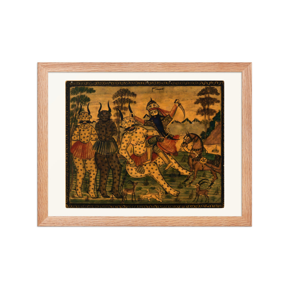 Fath-Ali Shah in the Guise of Rustam, Fighting the White Div | Restored Qajar Painting — view 4