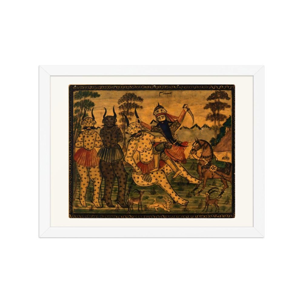Fath-Ali Shah in the Guise of Rustam, Fighting the White Div | Restored Qajar Painting — view 7