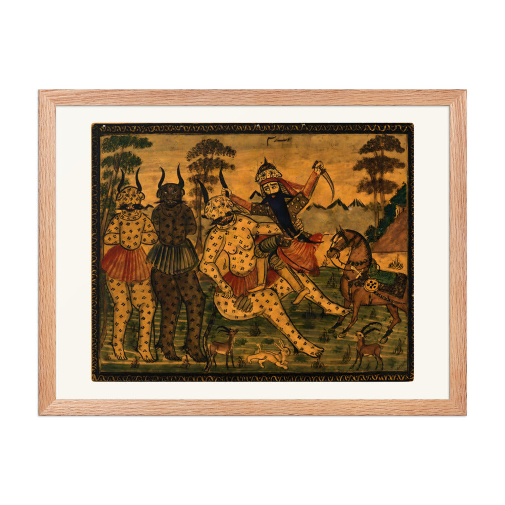 Fath-Ali Shah in the Guise of Rustam, Fighting the White Div | Restored Qajar Painting — view 5