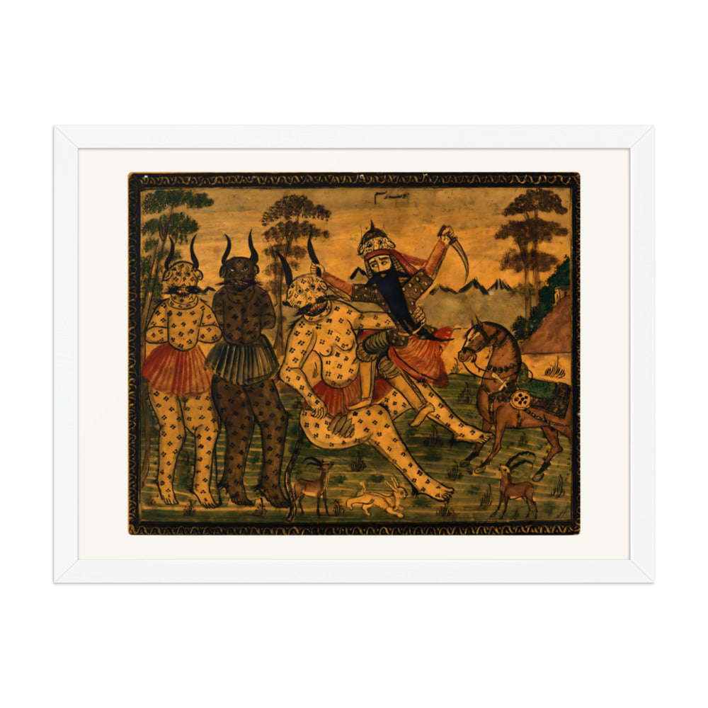 Fath-Ali Shah in the Guise of Rustam, Fighting the White Div | Restored Qajar Painting — view 8
