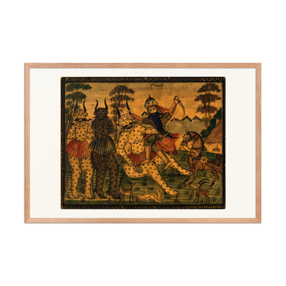Fath-Ali Shah in the Guise of Rustam, Fighting the White Div | Restored Qajar Painting — view 6