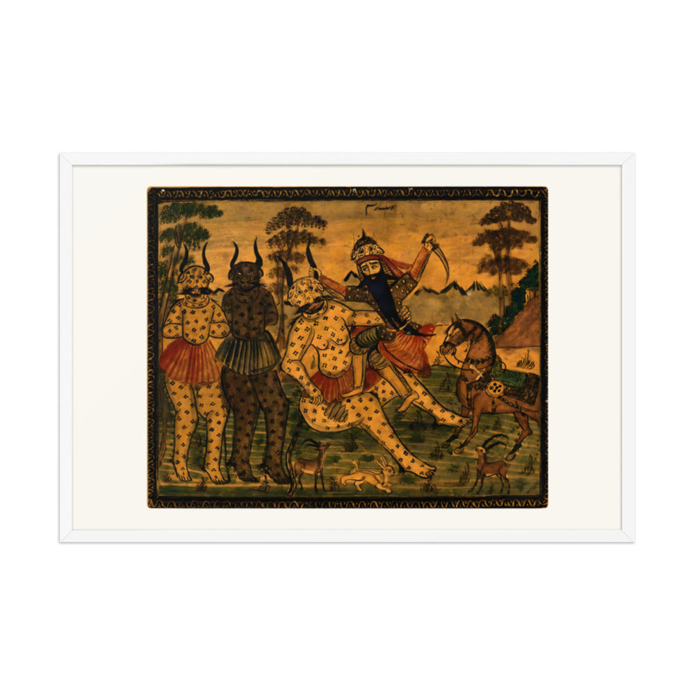Fath-Ali Shah in the Guise of Rustam, Fighting the White Div | Restored Qajar Painting — view 9