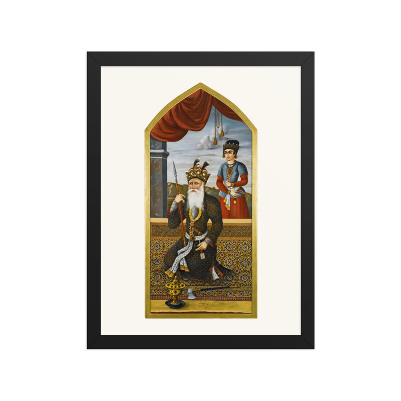 King Jamshid, Signed by Mihr Ali, 1803 | Restored Qajar Painting