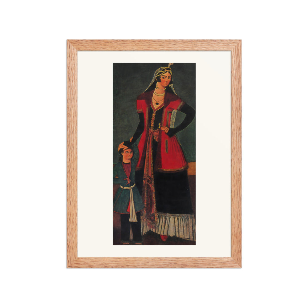 A Girl and a Little Boy | Restored Qajar Painting — view 4