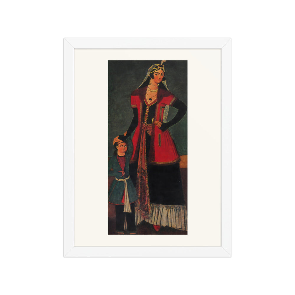 A Girl and a Little Boy | Restored Qajar Painting — view 7