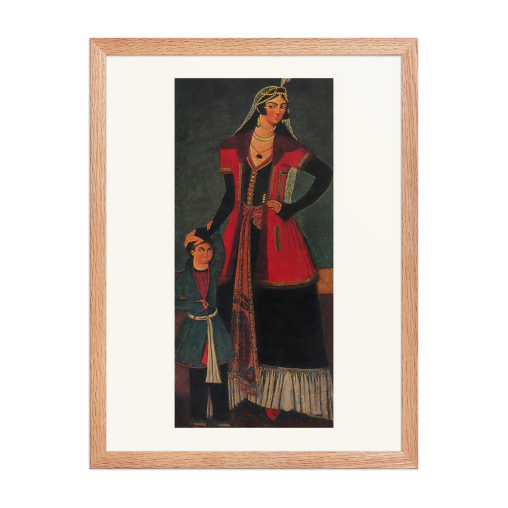 A Girl and a Little Boy | Restored Qajar Painting — view 5