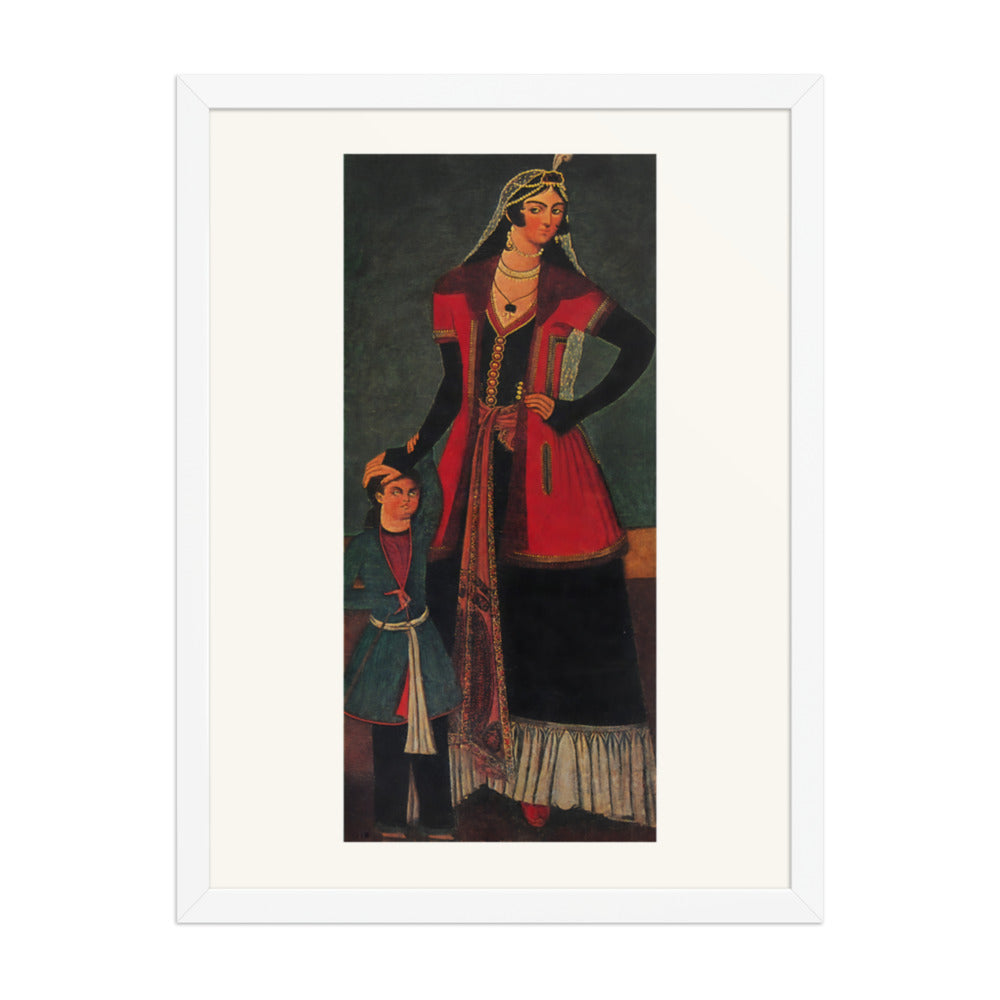 A Girl and a Little Boy | Restored Qajar Painting — view 8