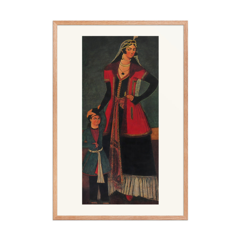 A Girl and a Little Boy | Restored Qajar Painting — view 6