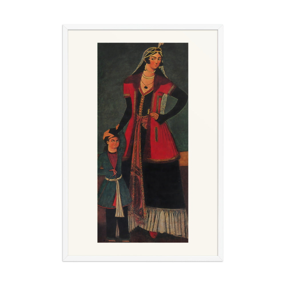 A Girl and a Little Boy | Restored Qajar Painting — view 9