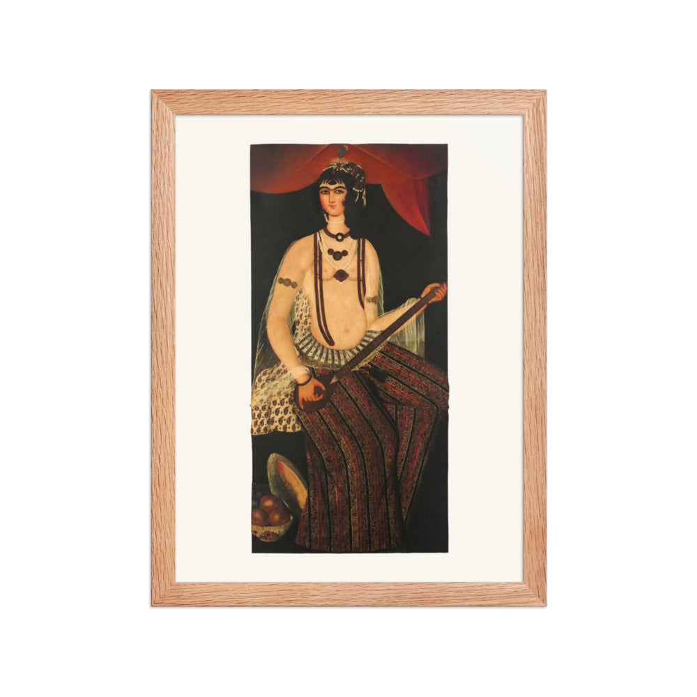 A Female Musician with a Stringed Instrument | Restored Qajar Painting — view 4
