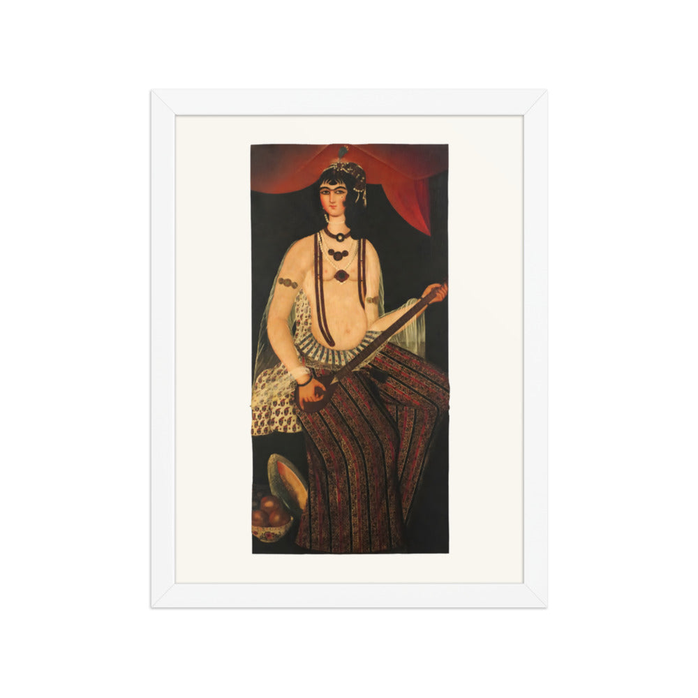 A Female Musician with a Stringed Instrument | Restored Qajar Painting — view 7