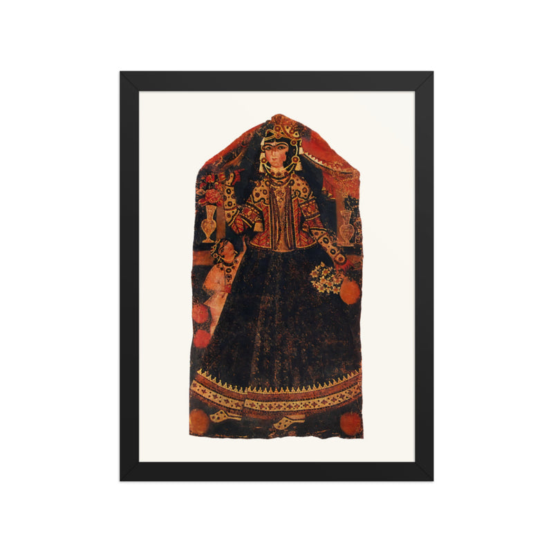 A Girl with a Parrot | Restored Qajar Painting