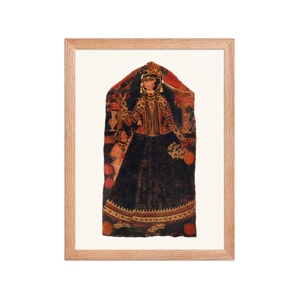 A Girl with a Parrot | Restored Qajar Painting — view 4