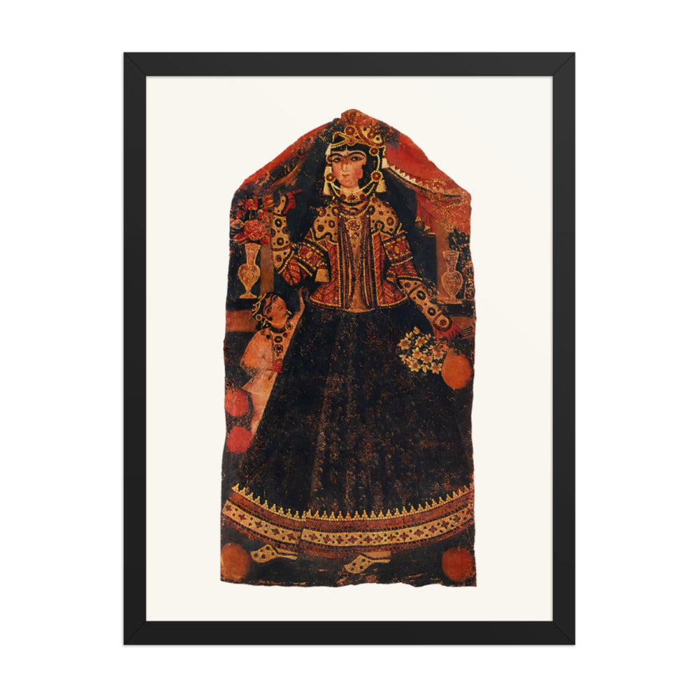 A Girl with a Parrot | Restored Qajar Painting — view 2