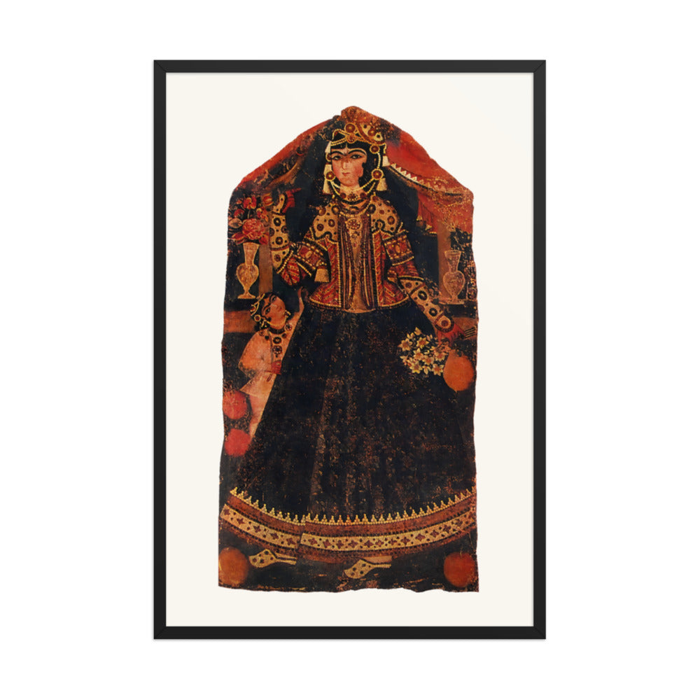 A Girl with a Parrot | Restored Qajar Painting — view 3