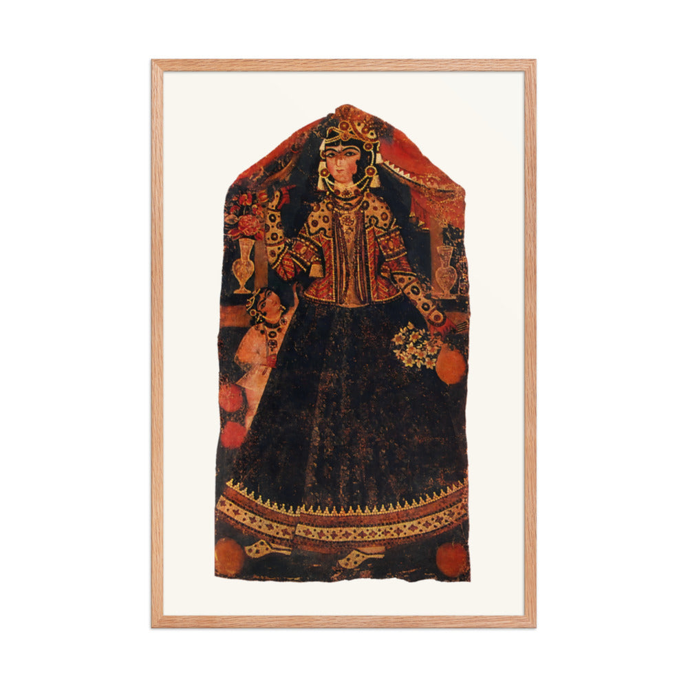 A Girl with a Parrot | Restored Qajar Painting — view 6