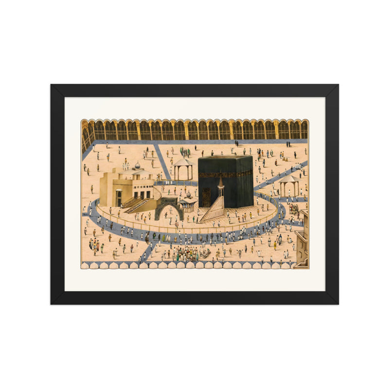 A View of the Kaaba and the Sanctuary at Mecca | Restored Qajar Painting
