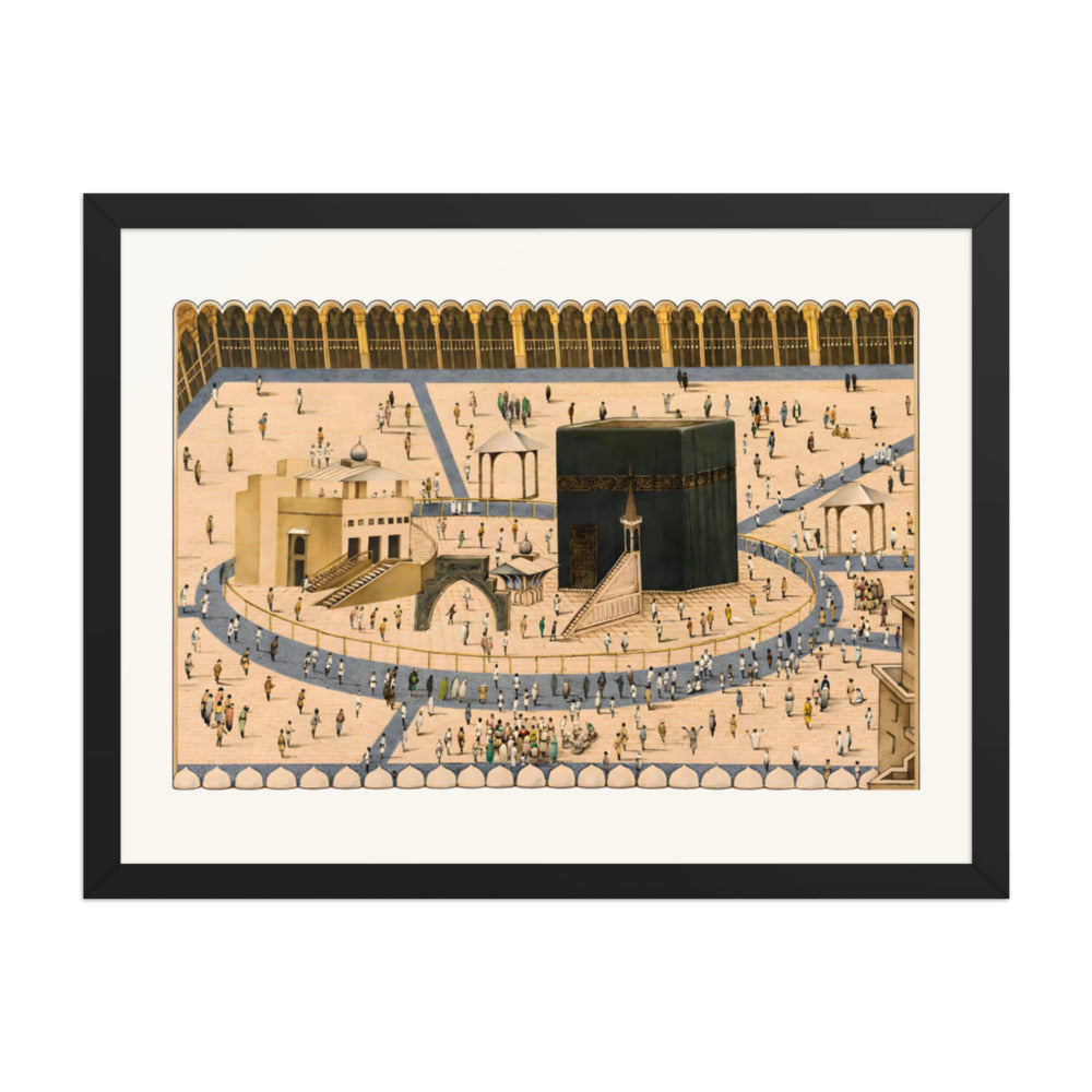 A View of the Kaaba and the Sanctuary at Mecca | Restored Qajar Painting — view 2