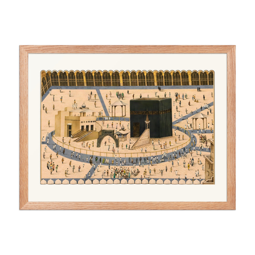 A View of the Kaaba and the Sanctuary at Mecca | Restored Qajar Painting — view 5