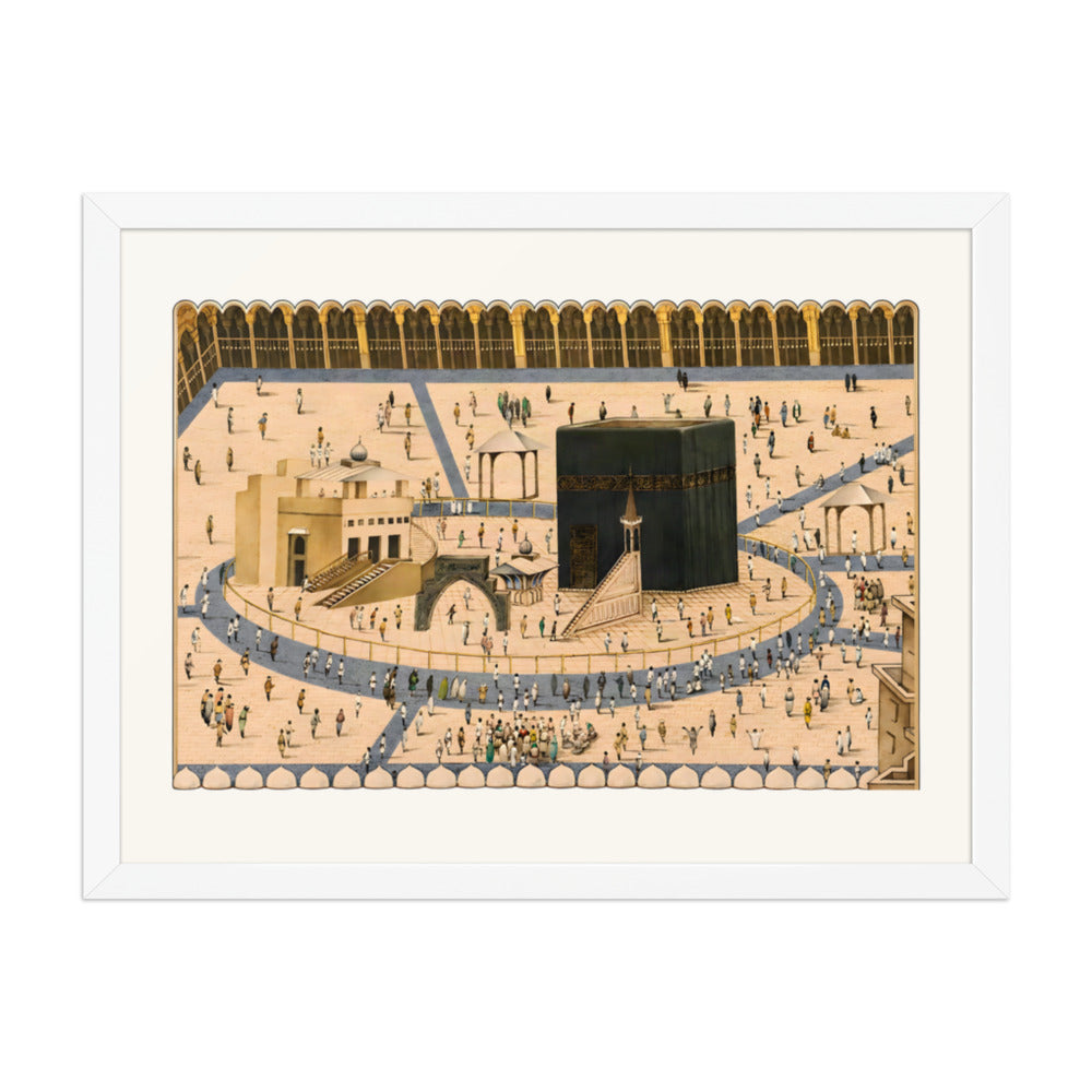 A View of the Kaaba and the Sanctuary at Mecca | Restored Qajar Painting — view 8