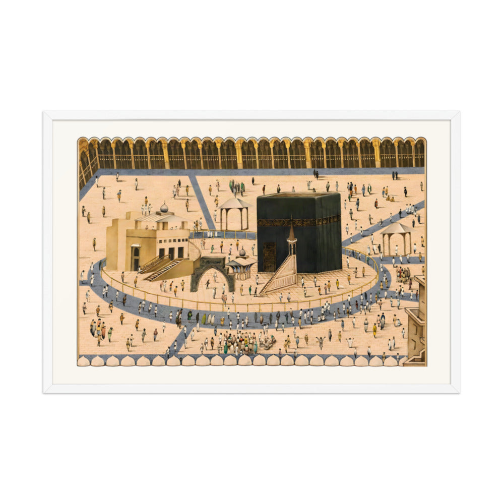 A View of the Kaaba and the Sanctuary at Mecca | Restored Qajar Painting — view 9