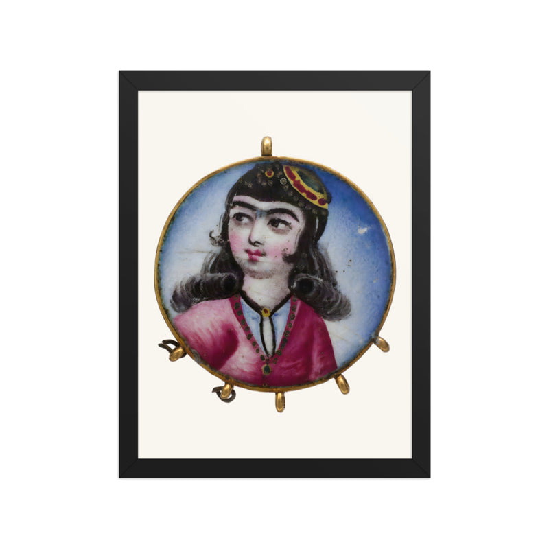 Portrait of a Girl in a Round Pendant | Restored Qajar Painting