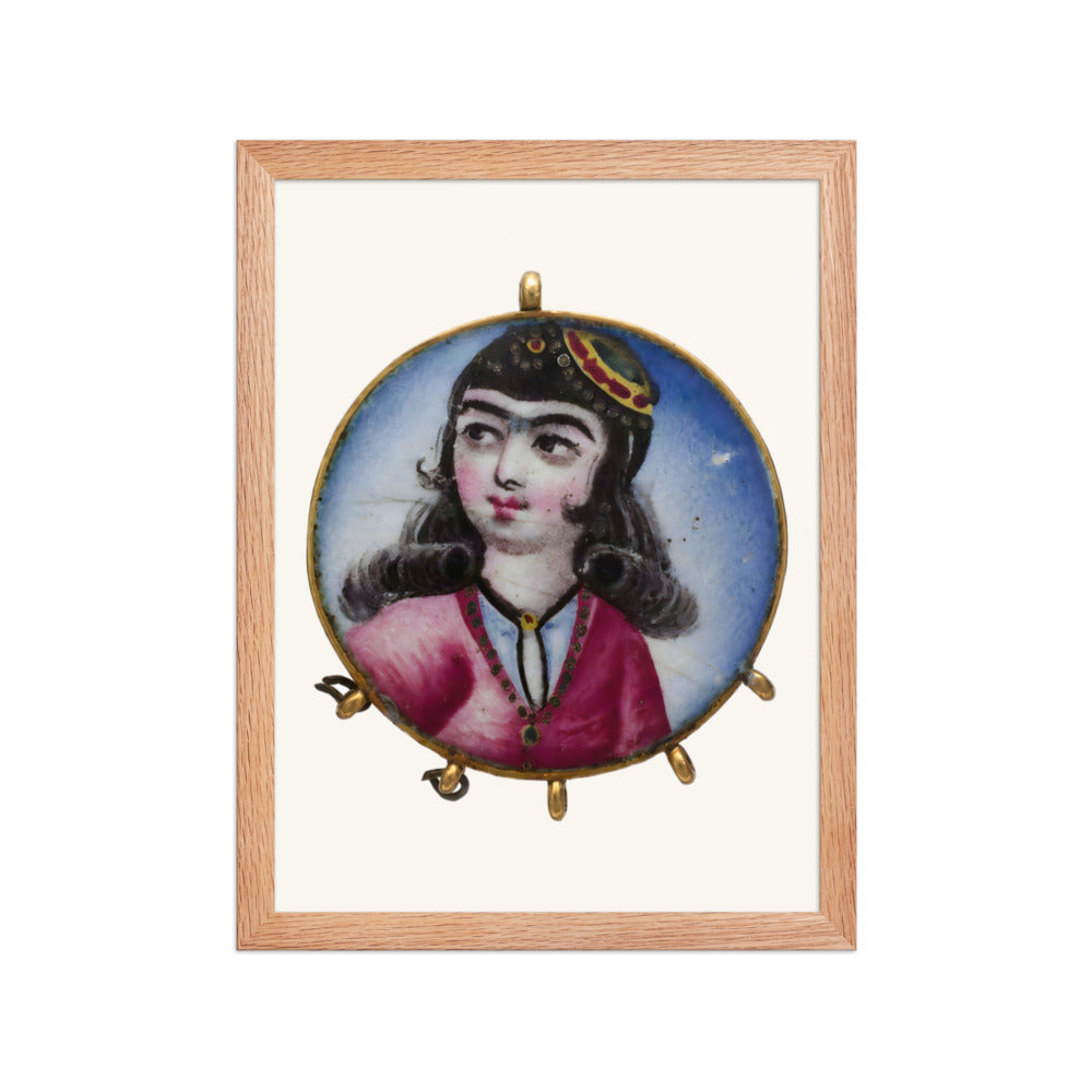 Portrait of a Girl in a Round Pendant | Restored Qajar Painting — view 4