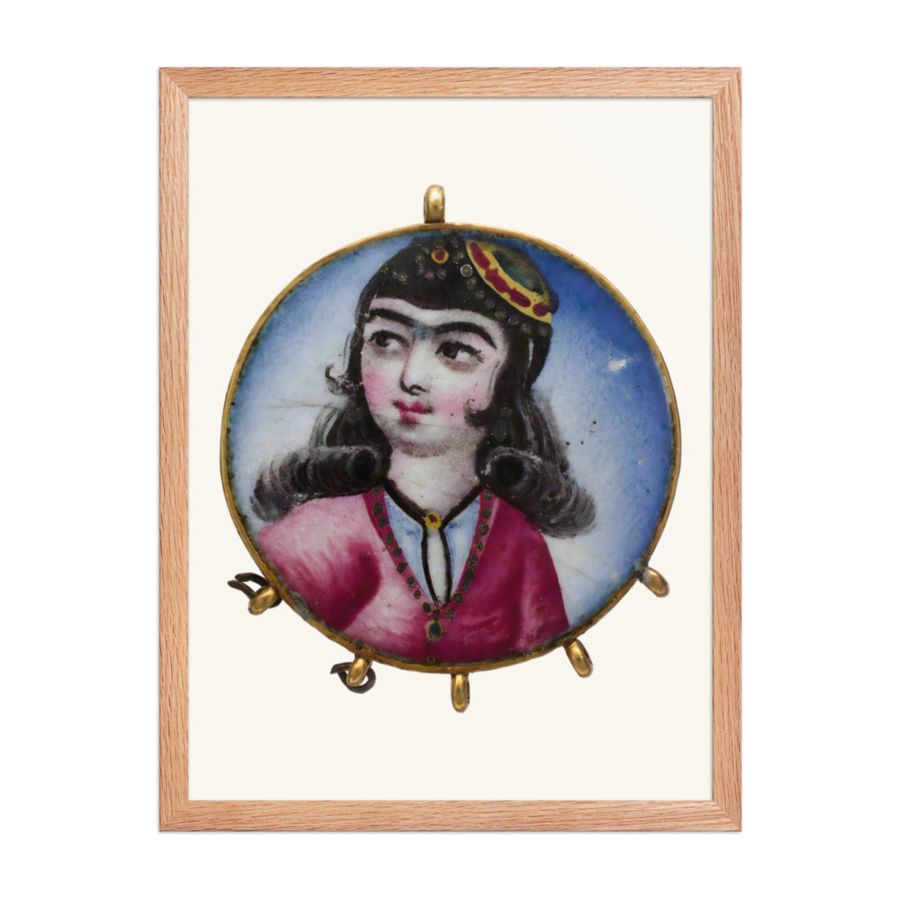Portrait of a Girl in a Round Pendant | Restored Qajar Painting — view 5