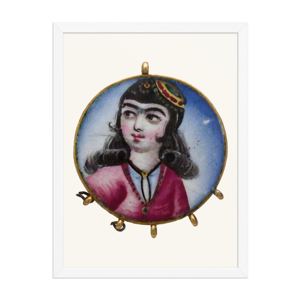 Portrait of a Girl in a Round Pendant | Restored Qajar Painting — view 8