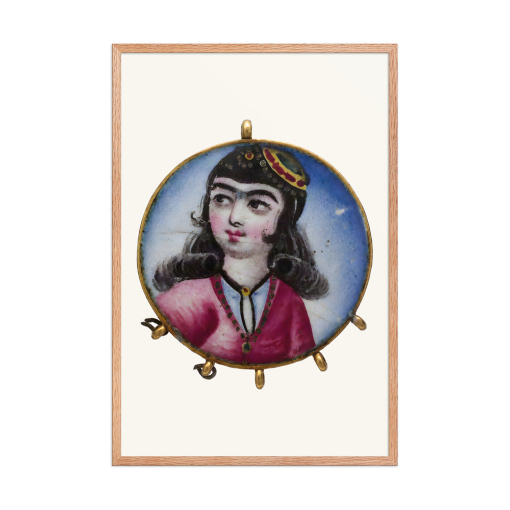 Portrait of a Girl in a Round Pendant | Restored Qajar Painting — view 6