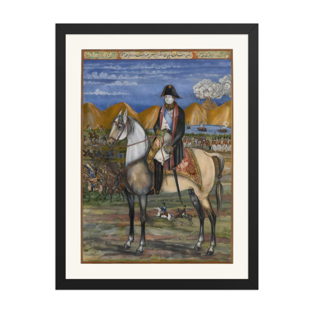 Napoleon on Horseback, by Mirza Reza | Restored Qajar Painting — view 2