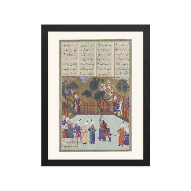 Kai Kavus and Rustam Embrace | Restored Persian Miniature