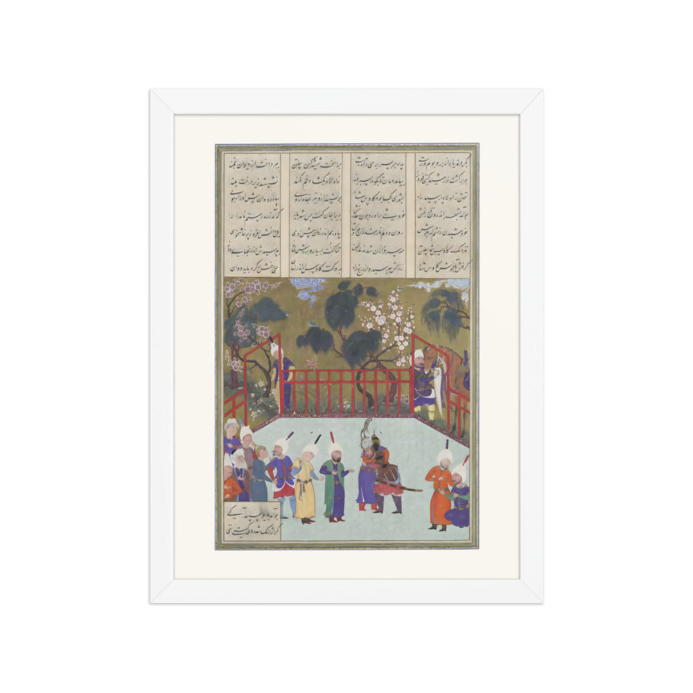 Kai Kavus and Rustam Embrace | Restored Persian Miniature — view 7